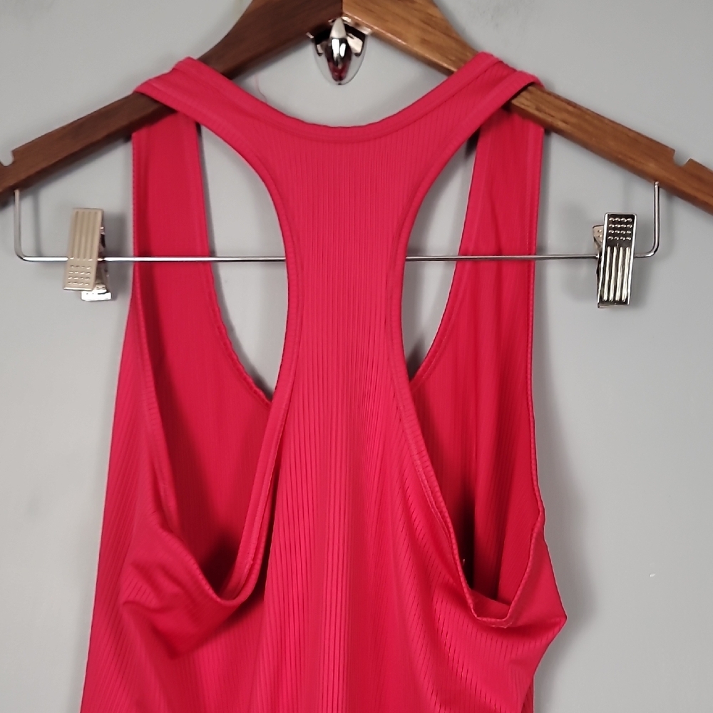 Adidas Pink Ribbed Racerback Fitted Tank Top - Picture 6 of 6